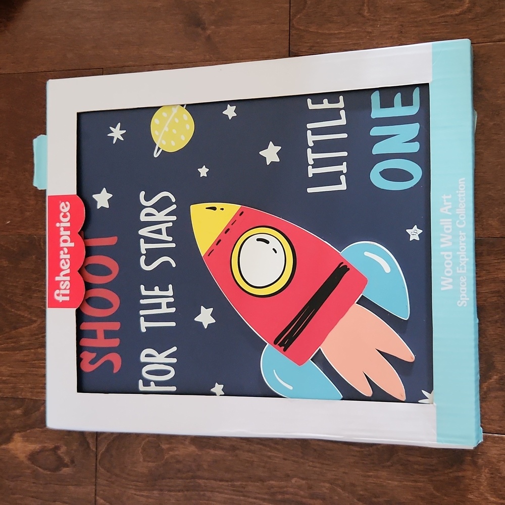 Fisher Price Shoot for The Stars Wall Art Space Theme Wooden Nursery Wall Décor